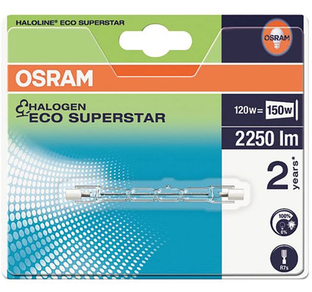 Tube r7s halogène  75mm 120W blister 1