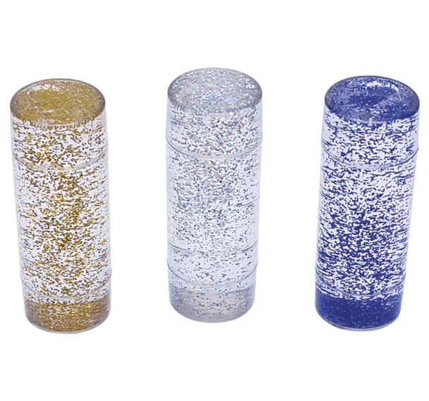 Tubes en plastique remplis de paillettes