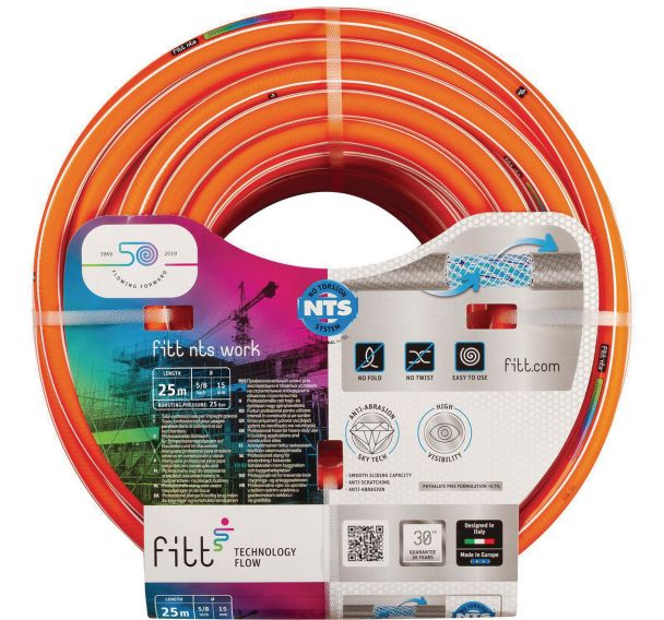Tuyau d'arrosage NTS Work orange - Longueur 25 ou 50 m - Fitt