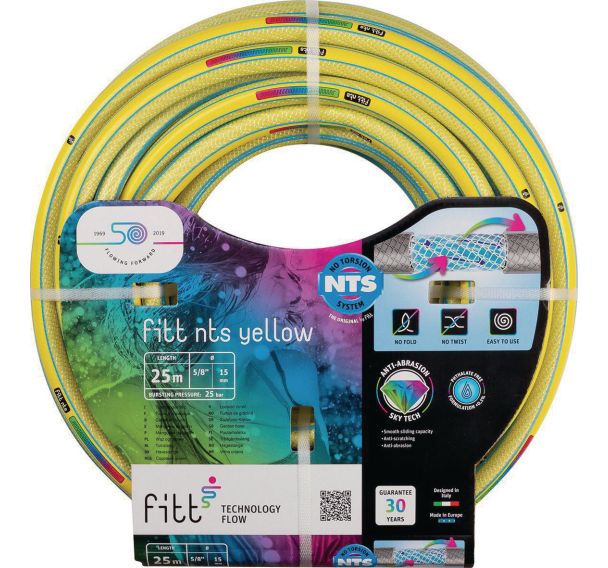Tuyau d'arrosage NTS Yellow jaune - Longueur 25 ou 50 m - Fitt