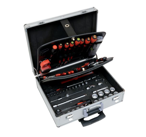 Valise trolley aluminium garnie 128 pièces - Nb d'outils : 128