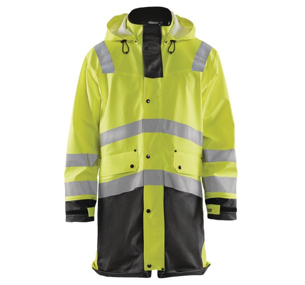 Veste de pluie HV niveau 3 jaune fluo/noir, fermeture robuste