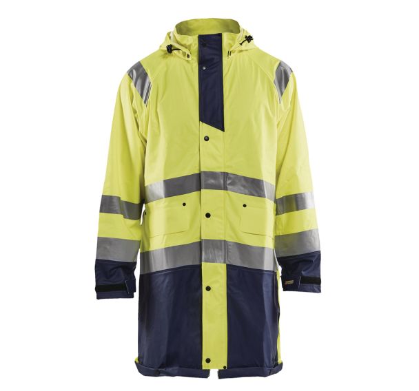 Veste de pluie haute visibilité niveau 1 jaune fluorescent/marine
