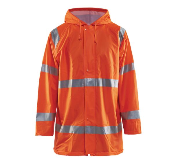 Veste de pluie haute visibilité niveau 1 orange fluorescent
