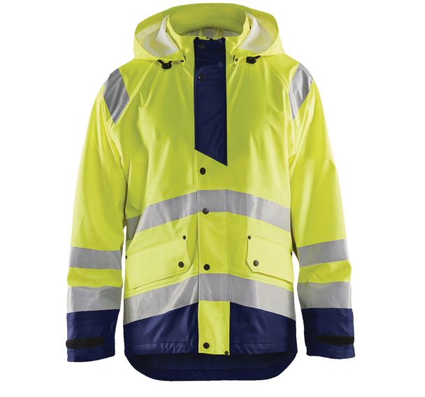 Veste de pluie haute visibilité niveau 3 jaune fluorescent/marine
