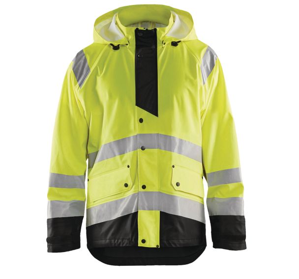 Veste de pluie haute visibilité niveau 3 jaune fluorescent/noir