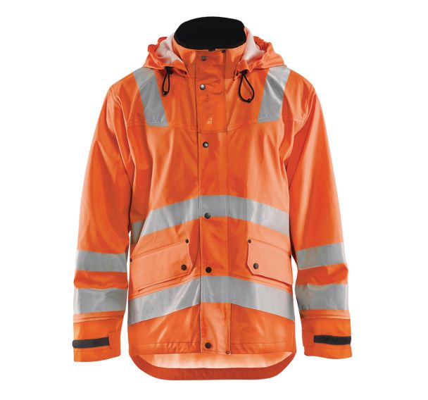 Veste de pluie haute visibilité niveau 3 orange fluorescent