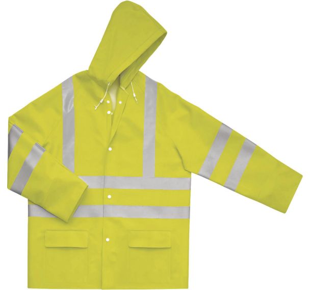 Veste de pluie haute visibilite polyester enduit polyurethane exterieur