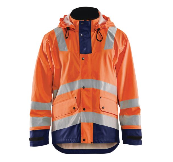Veste de pluie niveau 2 orange fluorescent/marine