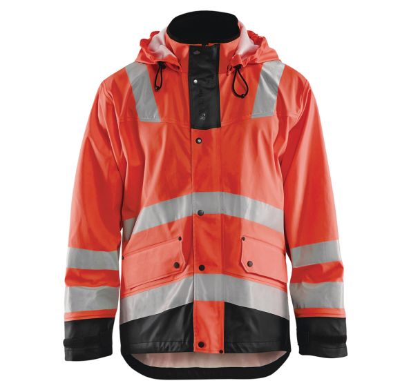 Veste de pluie niveau 2 rouge fluorescent/noir