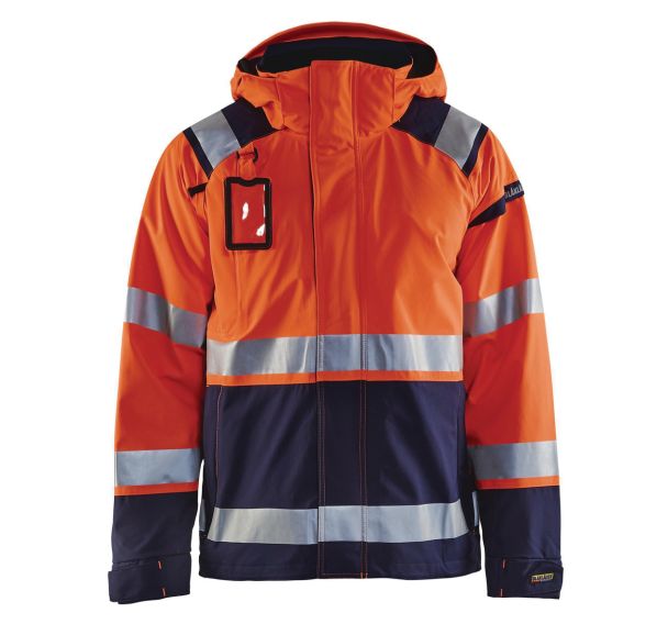Veste hardshell haute visibilité orange fluorescent/marine