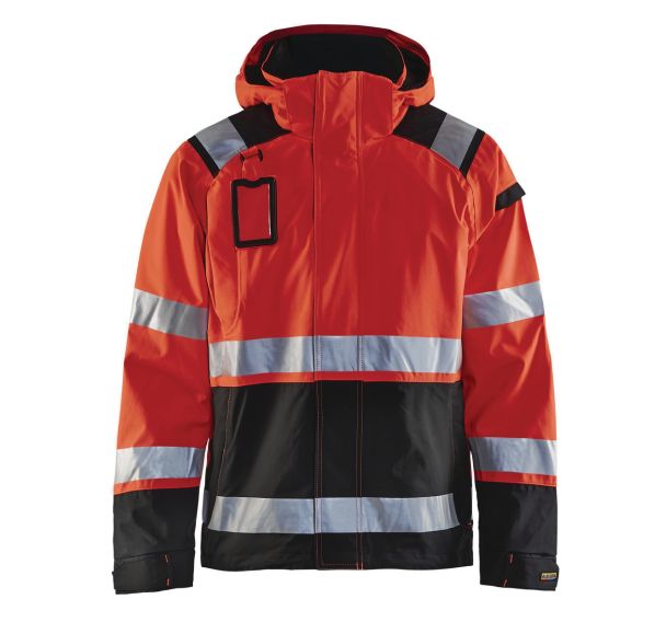 Veste hardshell haute visibilité rouge fluorescent/noir