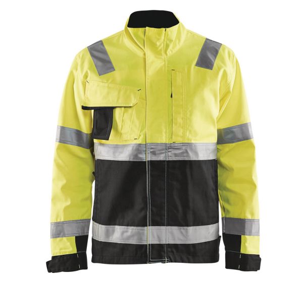 Veste haute visibilité jaune fluorescent/noir col haut