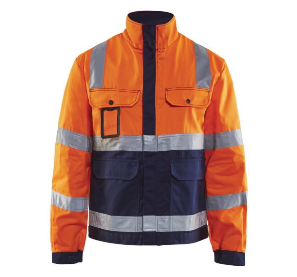 Veste haute visibilité orange fluorescent/marine avec soufflet