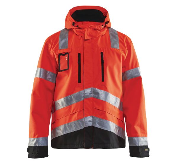 Veste haute visibilité rouge fluorescent/noir respirant