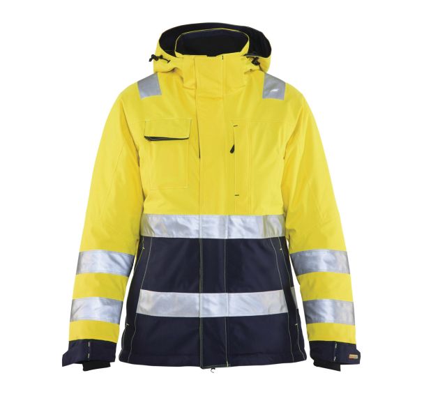 Veste hiver haute visibilité femme jaune fluorescent/marine