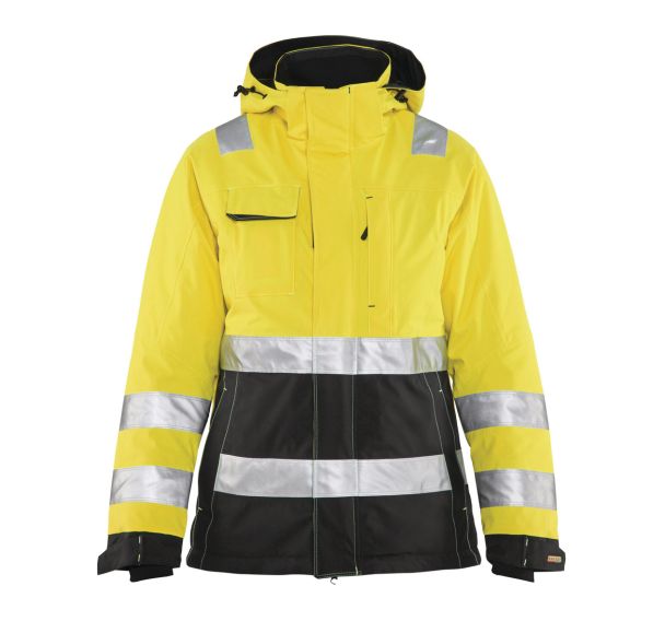Veste hiver haute visibilité femme jaune fluorescent/noir