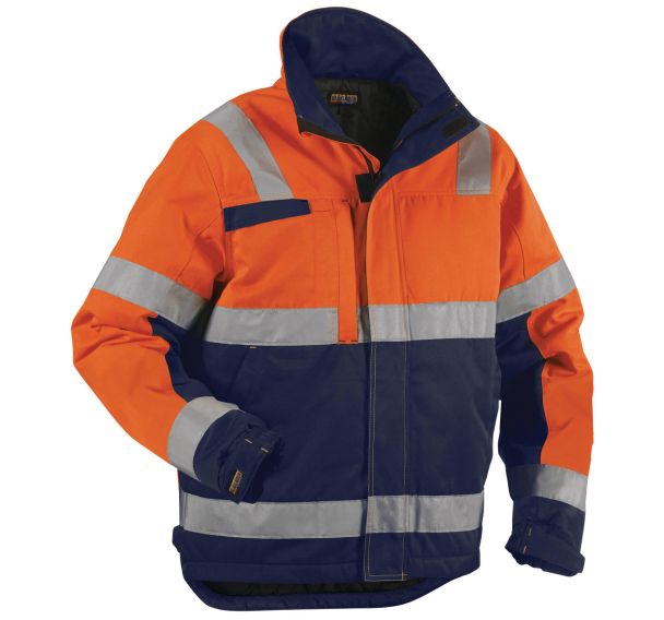 Veste hiver haute visibilité orange fluorescent/marine, résistant
