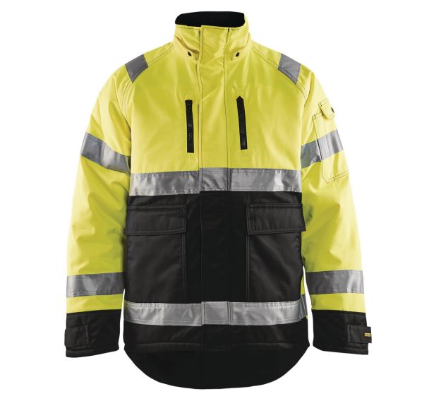 Veste hiver haute visibilité polyester/coton jaune fluorescent/noir