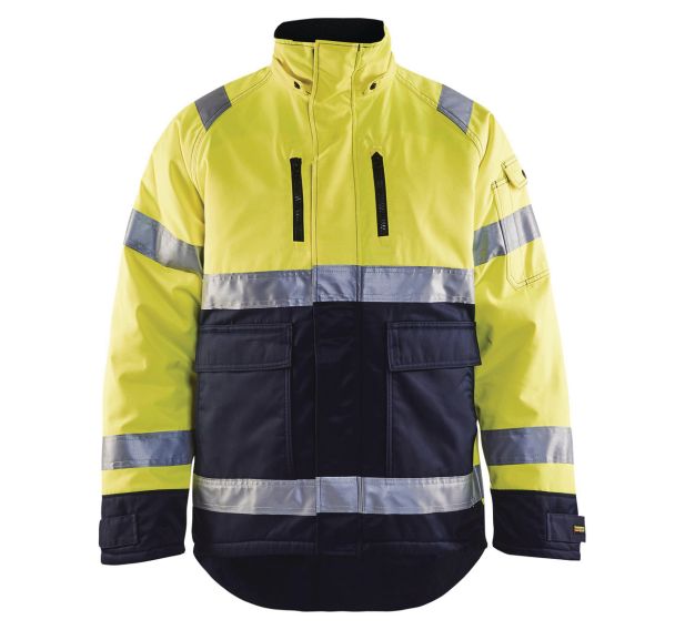 Veste hiver haute visibilité polyester jaune fluo/marine, resistant