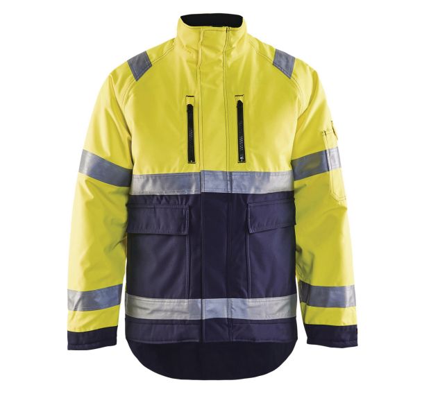 Veste hiver haute visibilité polyester jaune fluo/marine, respirant