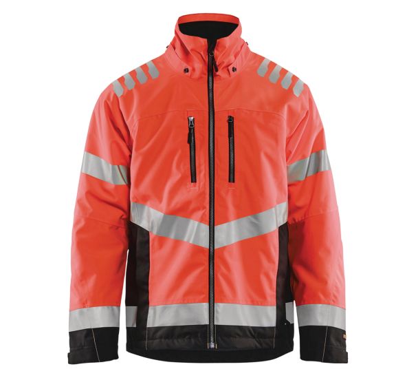 Veste hiver haute visibilité rouge fluorescent/noir, respirant