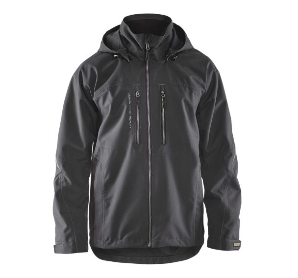 Veste hiver technique gris foncé/noir, matériau respirant étanche