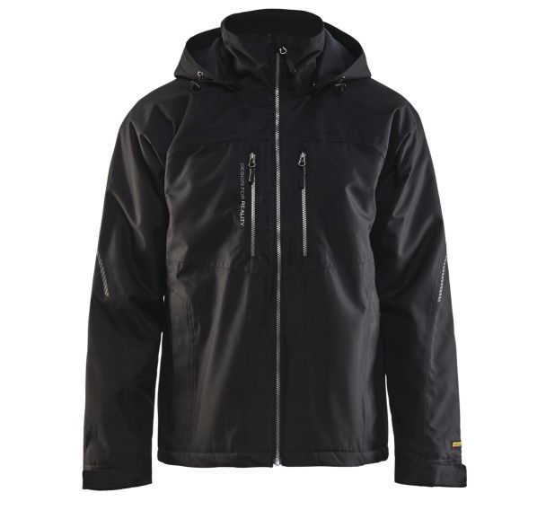 Veste hiver technique noir, matériau respirant étanche