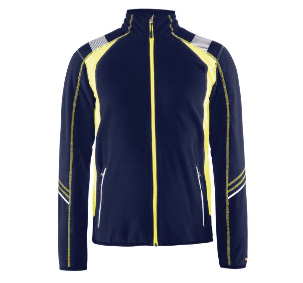 Veste micropolaire marine/jaune fluorescent bandes réfléchissantes
