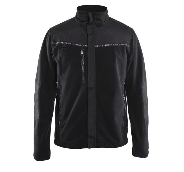 Veste polaire coupe-vent noir, col en molleton