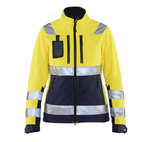 Veste softshell haute visibilité femme jaune fluorescent/marine