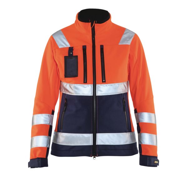Veste softshell haute visibilité femme orange fluorescent/marine