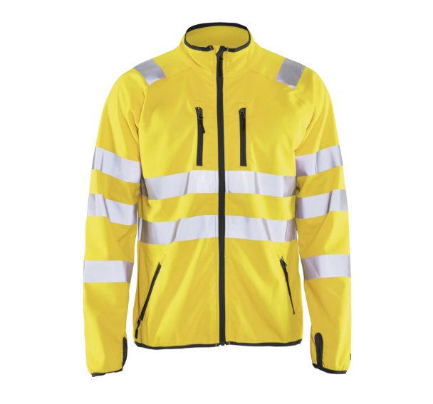 Veste softshell haute visibilité jaune fluorescent, col haut