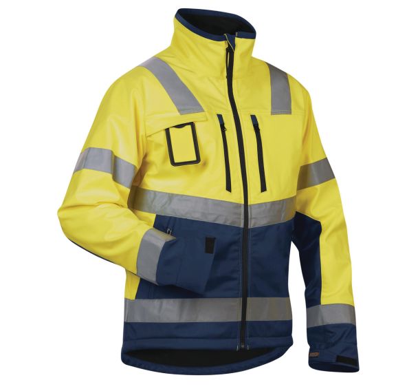 Veste softshell haute visibilité jaune fluorescent/marine étanche