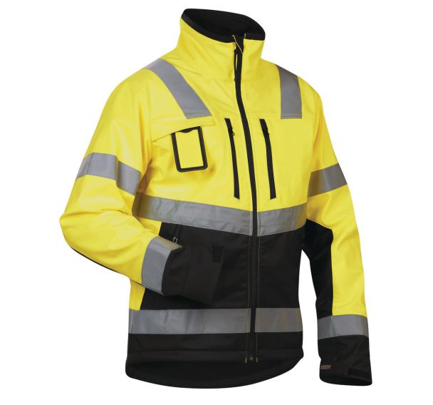 Veste softshell haute visibilité jaune fluorescent/noir étanche