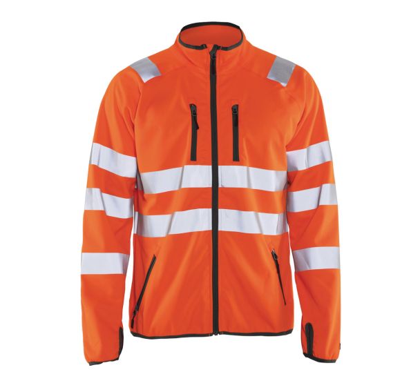Veste softshell haute visibilité orange fluorescent, col haut