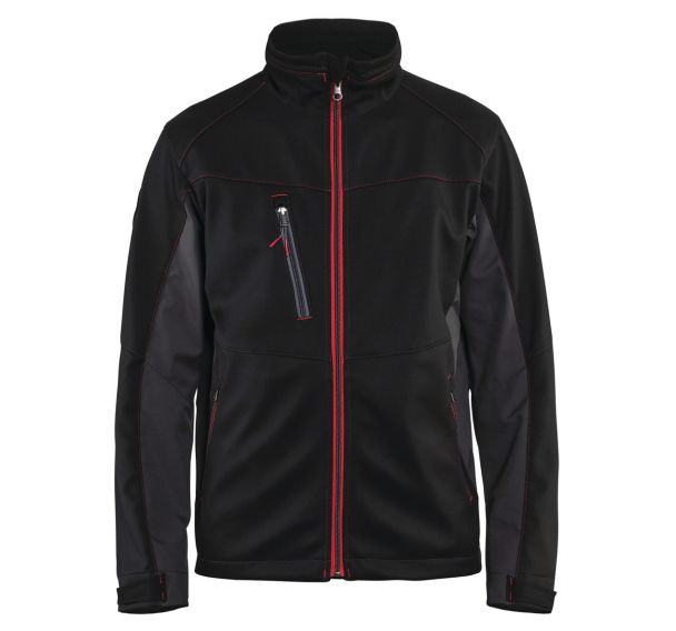 Veste softshell noir/rouge, col molletonné