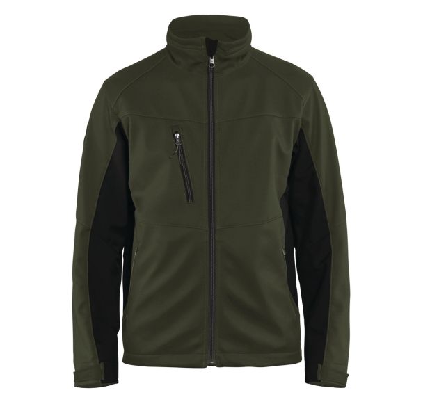 Veste softshell vert olive/noir, col en molleton