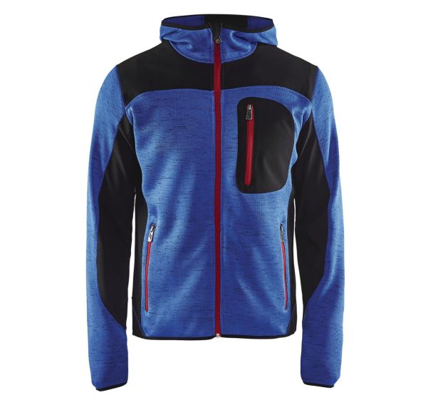 Veste tricotée à capuche bleu roi/noir