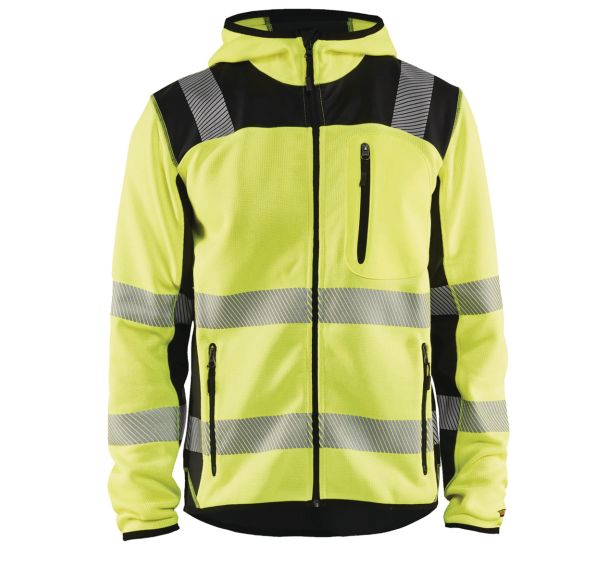 Veste tricotée à capuche haute visibilité jaune fluorescent/noir