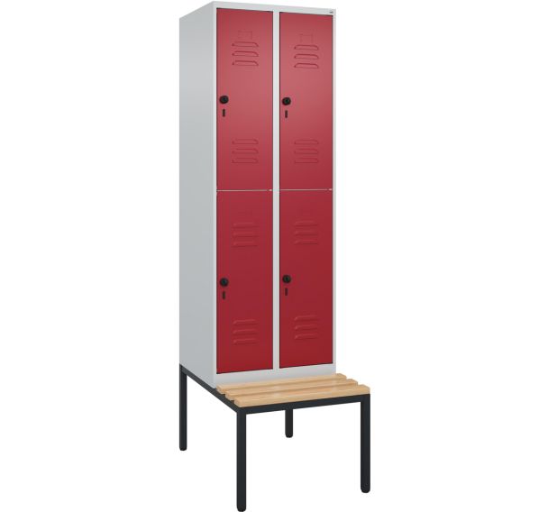 Vestiaire 2 niveaux Classic PLUS à banc intégré - 4 casiers - CP