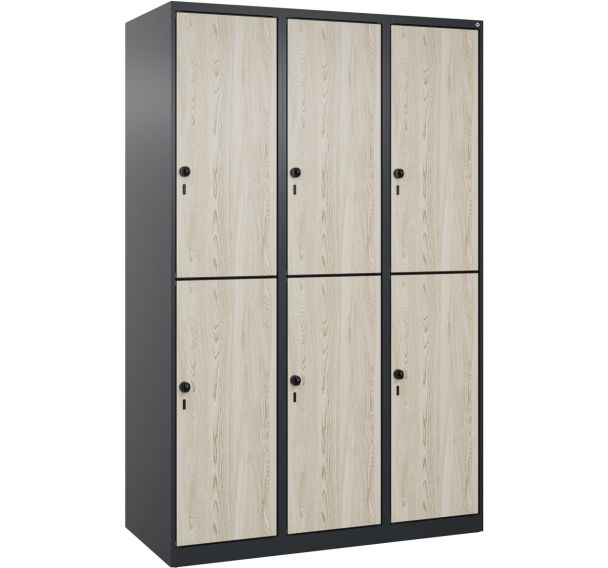 Vestiaire 2 niveaux Evolo PLUS-6 casiers-RAL7021