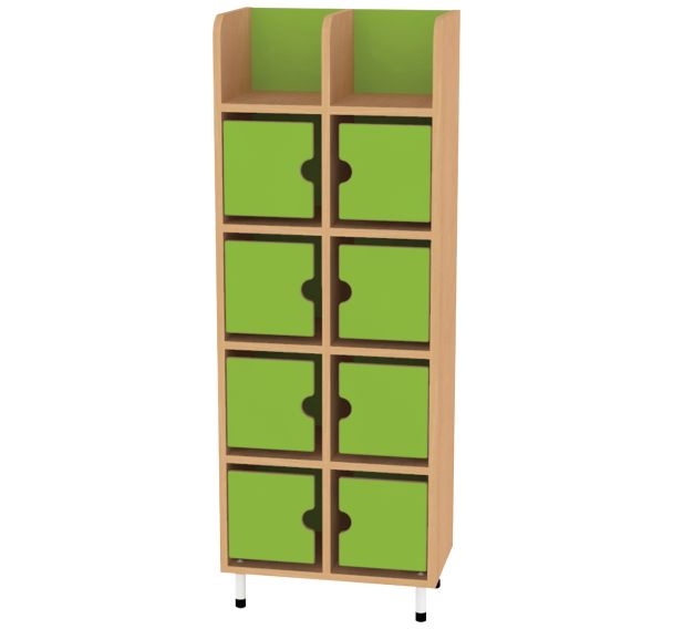 Vestiaire 8 cases à portes + 2 cases ouvert Bessiere