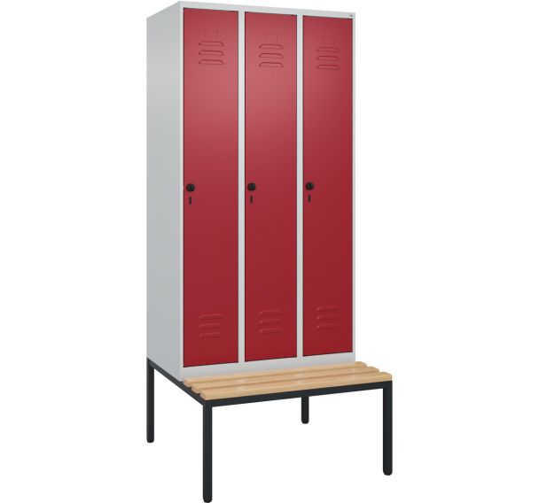 Vestiaire Classic PLUS à banc intégré - 3 colonnes - C+P