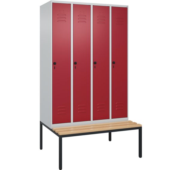 Vestiaire Classic PLUS à banc intégré - 4 colonnes - C+P