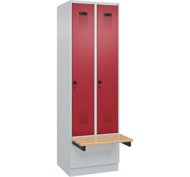 Vestiaire Evolo PLUS à banc intégré - 2 colonnes - C+P