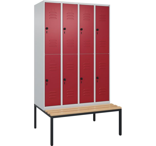 Vestiaire à deux niveaux Classic PLUS banc intégré - 8 casiers - CP