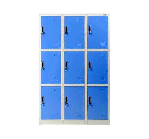 Vestiaire métal 3 cases bleu - Sur socle - Manutan Expert