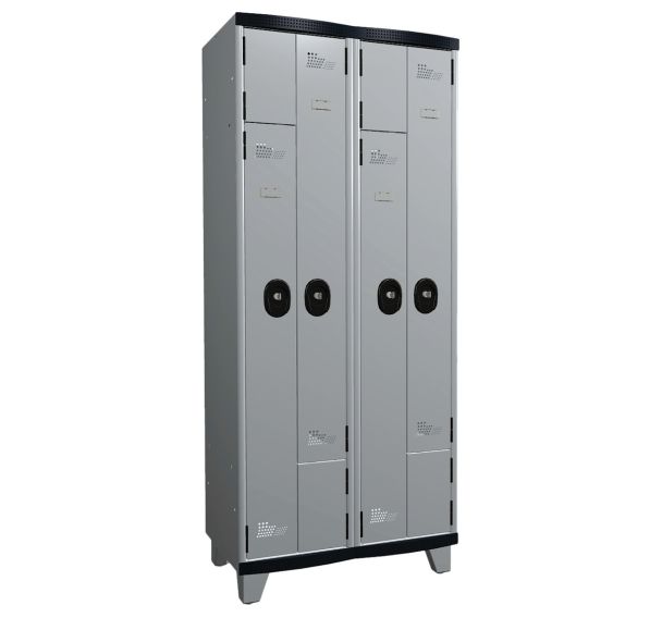 Vestiaire portes en L à clé sur pieds largeur 400 mm 2 colonnes Acial