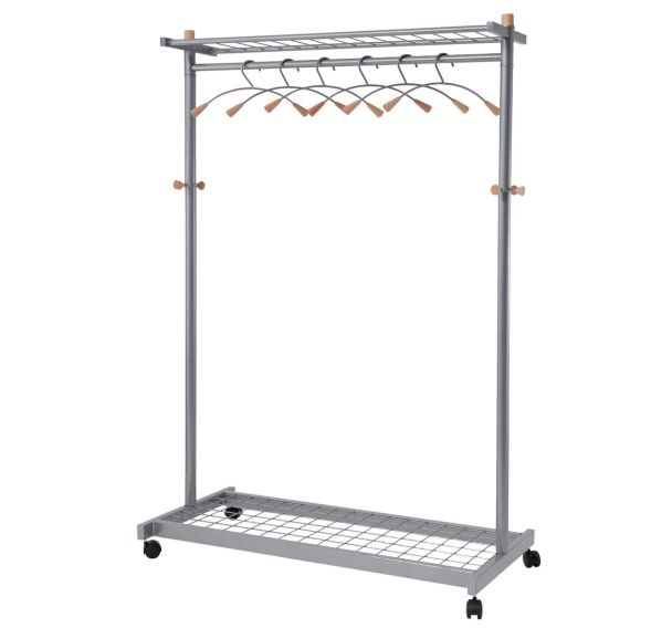 Vestiaire mobile Lux + 6 cintres Bois Chrome